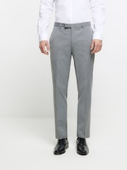 River Island Grey Skinny Twill Suit Trousers - Image 1 of 4
