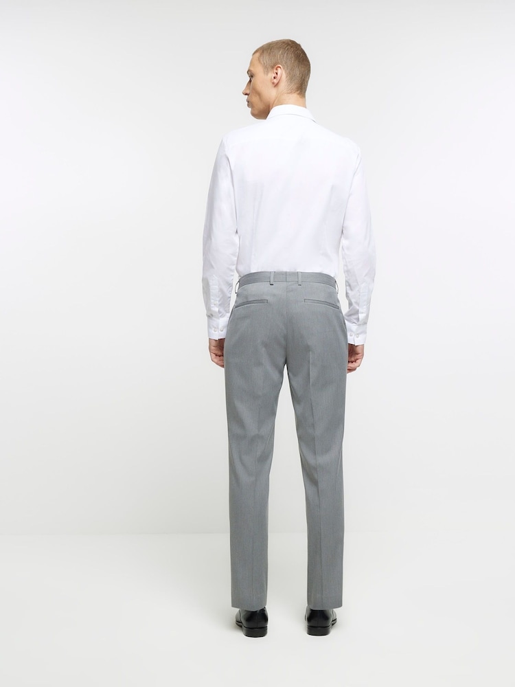 River Island Grey Skinny Twill Suit Trousers - Image 2 of 4