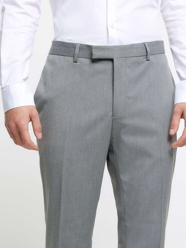 River Island Grey Skinny Twill Suit Trousers - Image 4 of 4