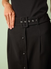 Black Smart Belted Midi Skirt - Image 5 of 7