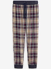 Navy Blue/Neutral Check Cuffed Motionflex Long Sleeve Cosy Pyjamas - Image 12 of 12