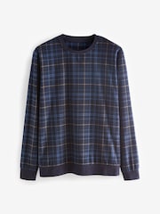 Navy Blue Check Cuffed Motionflex Long Sleeve Cosy Pyjamas - Image 7 of 10