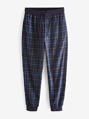 Navy Blue Check Cuffed Motionflex Long Sleeve Cosy Pyjamas - Image 8 of 10