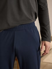 Slate Grey/Navy Long Sleeve Jersey 100% Cotton Pyjamas Set - Image 5 of 10