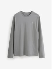 Slate Grey/Navy Long Sleeve Jersey 100% Cotton Pyjamas Set - Image 8 of 10