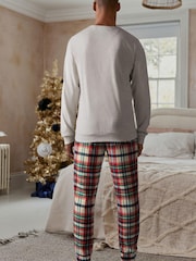 Grau/Rot Hamish - Herren Kuscheliger Pyjama aus Baumwolle (Familienkollektion) - Bild 2 von 4