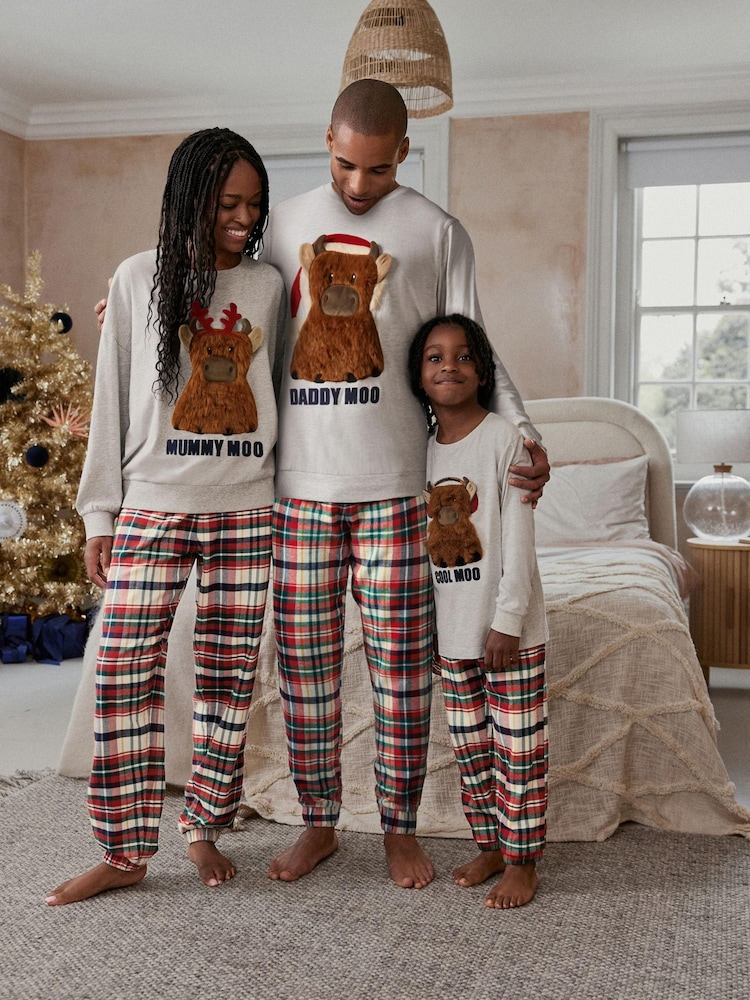 Grau/Rot Hamish - Herren Kuscheliger Pyjama aus Baumwolle (Familienkollektion) - Bild 4 von 4