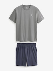 Grey/Navy Jersey Pyjamas Shorts Set - Image 10 of 13