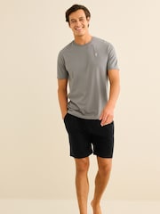 Grey/Navy Jersey Pyjamas Shorts Set - Image 2 of 13