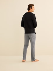 Black/Grey Long Sleeve Jersey 100% Cotton Pyjamas Set - Image 3 of 11