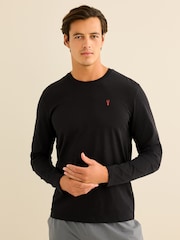 Black/Grey Long Sleeve Jersey 100% Cotton Pyjamas Set - Image 5 of 11