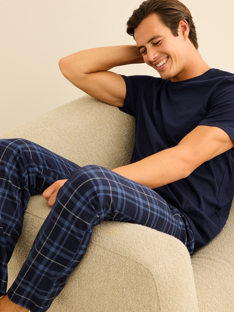 أزرق كحلي مربعات - حزمة بيجامة بكم قصير من القطن 100% بتصميم مربعات - صورة 2 من 10 أزرق كحلي مربعات - حزمة بيجامة بكم قصير من القطن 100% بتصميم مربعات - صورة 2 من 10