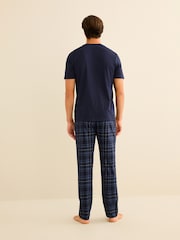 Carreaux bleu marine - Ensemble pyjama à carreaux et manches courtes 100% coton - Image 3 de 10