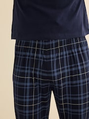 Carreaux bleu marine - Ensemble pyjama à carreaux et manches courtes 100% coton - Image 6 de 10