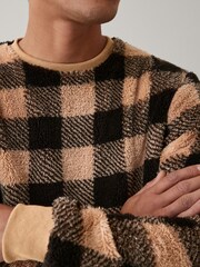 Kariert, Neutral - Kuscheliger Fleece-Pyjama für Herren, Familienkollektion - Bild 4 von 8