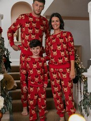 Red Reindeer Matching Family Mens Oversized Blanket Hoodie - Image 2 of 8