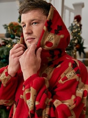 Red Reindeer Matching Family Mens Oversized Blanket Hoodie - Image 4 of 8