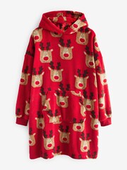 Red Reindeer Matching Family Mens Oversized Blanket Hoodie - Image 6 of 8