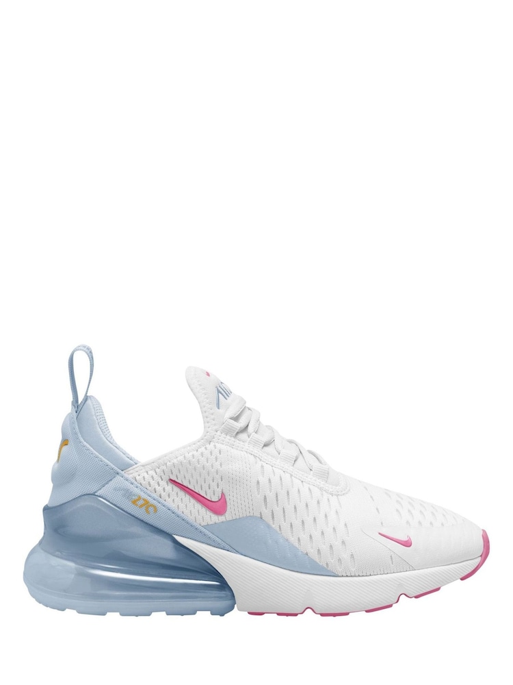 Nike White/Blue/Pink Youth Air Max 270 Trainers - Image 1 of 3