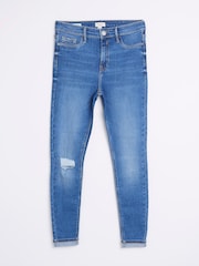 River Island Medium Blue Skinny Mid Rise Jeans - Image 4 of 4