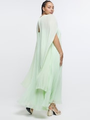 River Island Plus Green Pleated Cape Maxi Dress - Image 2 of 5