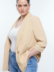 River Island Beige Pleated Sleeve Blazer - Image 3 of 3