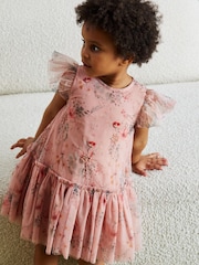 Pink Sequin Embellished Mesh Party Dress (3mths-7yrs) - Image 1 of 6