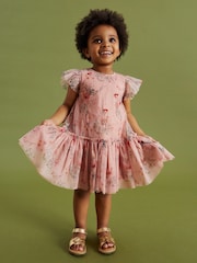 Pink Sequin Embellished Mesh Party Dress (3mths-7yrs) - Image 4 of 6