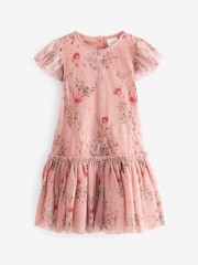 Pink Sequin Embellished Mesh Party Dress (3mths-7yrs) - Image 5 of 6