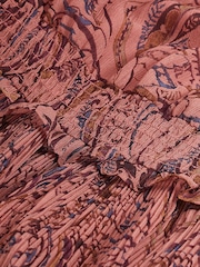 Pink Paisley Chiffon Flutter Sleeve Midi Dress - Image 6 of 6