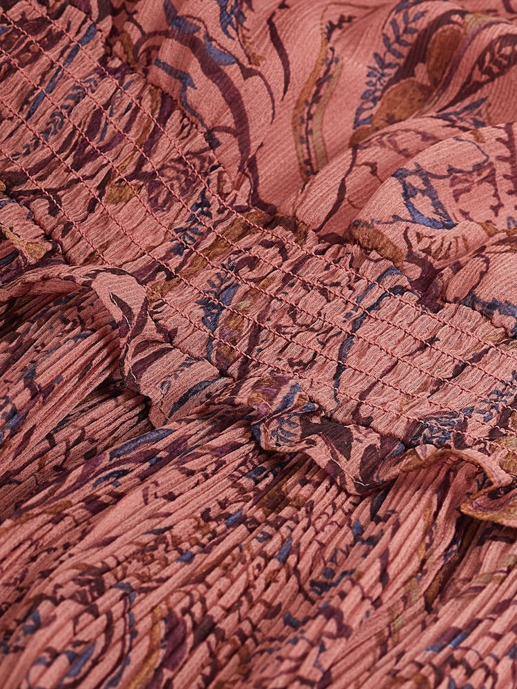 Pink Paisley Chiffon Flutter Sleeve Midi Dress - Image 6 of 6