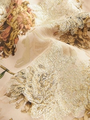 Neutral Floral Metallic V-Neck Maxi Chiffon Dress - Image 5 of 5