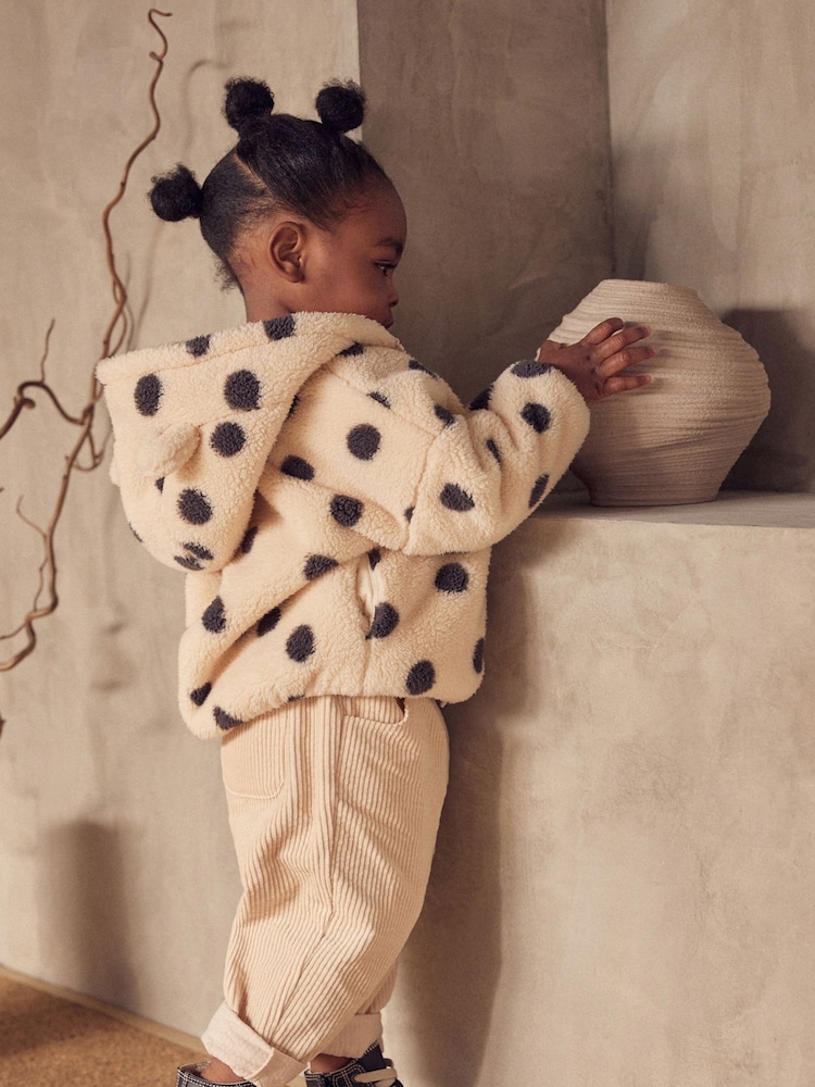 Črno-bele pike - Teddy (sintetična tkanina) borg Fleece Zip Through jakna; suknjič (3mths-7yrs) - Slika 2 iz 6