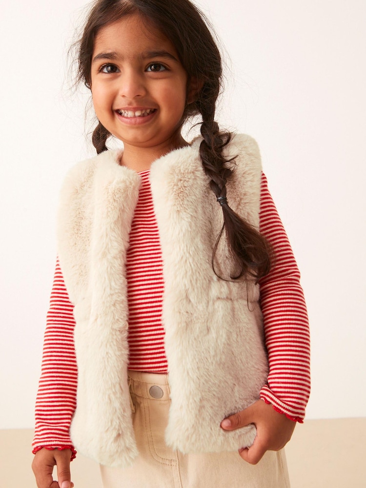 Cream Faux Fur Gilet (3mths-7yrs) - Image 1 of 6