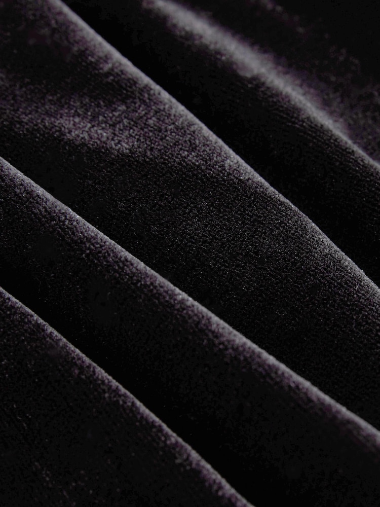 Black Velvet Diamanté Button Detail Mini Dress - Image 7 of 7 Black Velvet Diamanté Button Detail Mini Dress - Image 7 of 7