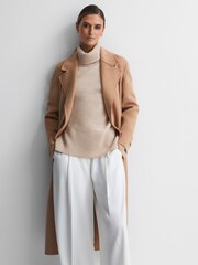 Reiss Camel/Charcoal Edina Relaxed Wool-Cashmere Blend Roll Neck Jumper - Image 3 of 7