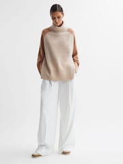 Reiss Camel/Charcoal Edina Relaxed Wool-Cashmere Blend Roll Neck Jumper - Image 5 of 7