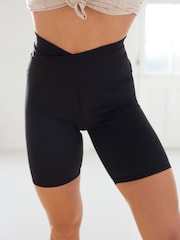 Black Active Sports Wrap Waist Cycling Shorts - Image 4 of 6