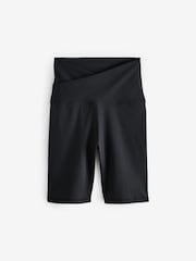Black Active Sports Wrap Waist Cycling Shorts - Image 5 of 6