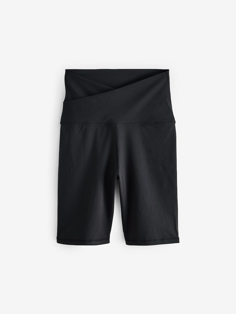 Black Active Sports Wrap Waist Cycling Shorts - Image 5 of 6