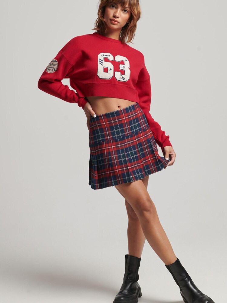 Superdry Red Varsity Crop Crew Jumper - Image 2 of 3