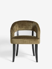 Set of 2 Plush Chenille Moss Green Remi Black Leg Dining Chairs - Image 2 of 6