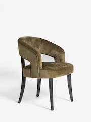 Set of 2 Plush Chenille Moss Green Remi Black Leg Dining Chairs - Image 3 of 6