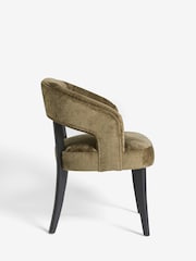 Set of 2 Plush Chenille Moss Green Remi Black Leg Dining Chairs - Image 4 of 6