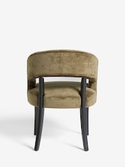 Set of 2 Plush Chenille Moss Green Remi Black Leg Dining Chairs - Image 5 of 6