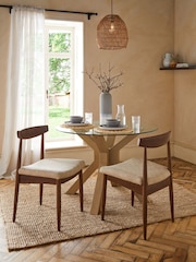 Monza Faux Leather Mink Brown Crosby Dark Wood Leg Dining Chairs Set of 2 - Image 2 of 8