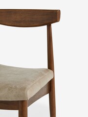 Monza Faux Leather Mink Brown Crosby Dark Wood Leg Dining Chairs Set of 2 - Image 7 of 8