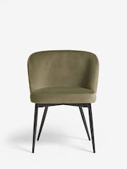 Set of 2 Soft Velvet Dark Sage Green Otis Carver Arm Dining Chairs - Image 2 of 8