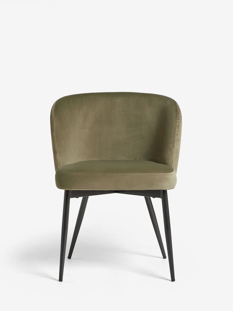 Set of 2 Soft Velvet Dark Sage Green Otis Carver Arm Dining Chairs - Image 2 of 8