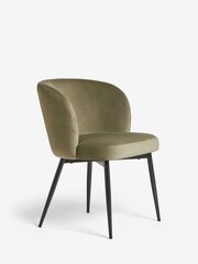 Set of 2 Soft Velvet Dark Sage Green Otis Carver Arm Dining Chairs - Image 3 of 8